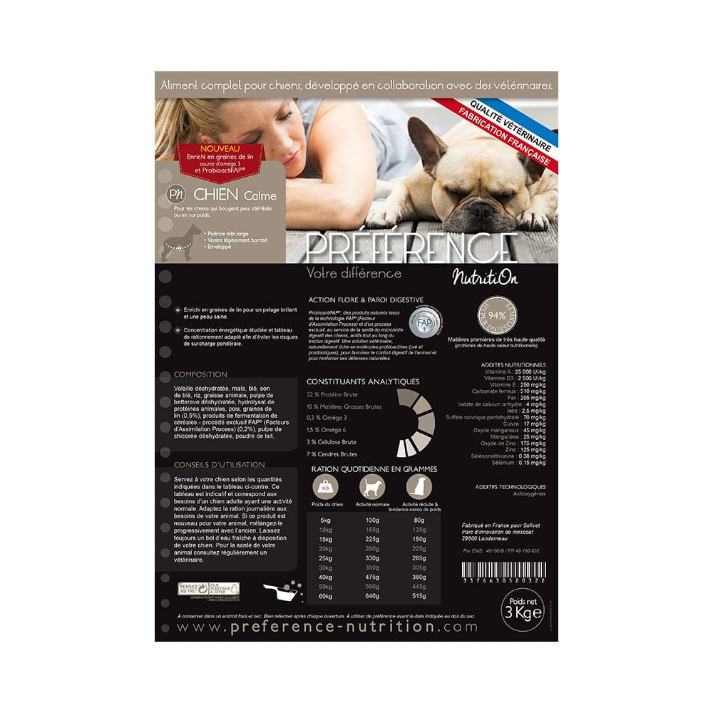 Préférence Chien Calme NF - 3 kg