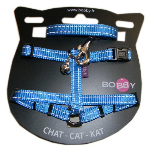 Bobby Harnais et Laisse Safe Bleu pour Chat