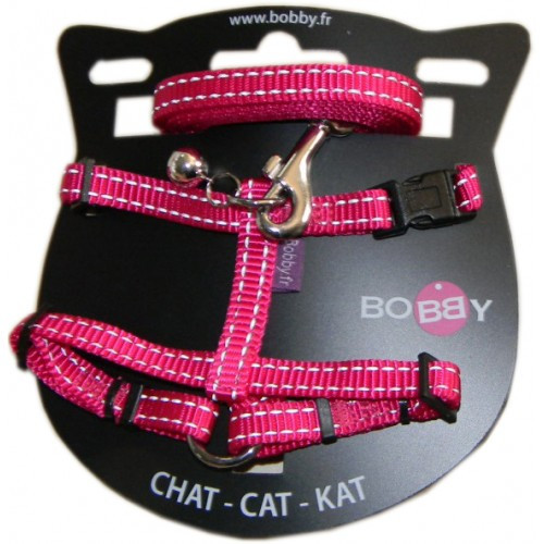 Bobby Harnais et Laisse Safe Fushia pour Chat