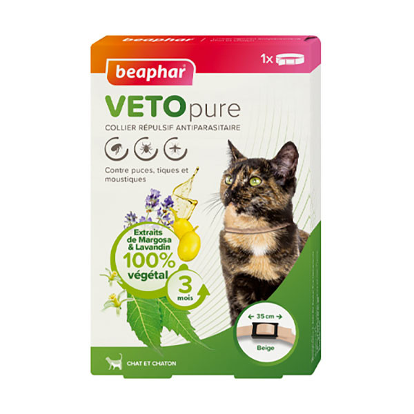 Beaphar "Vetopure" Collier Répulsif Antiparasitaire pour Chat - Beige