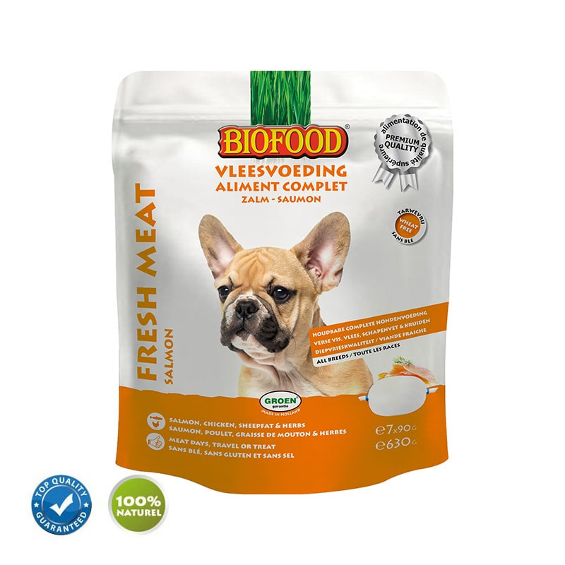 Biofood Aliment Complet au Saumon pour Chien - 7 x 90 gr