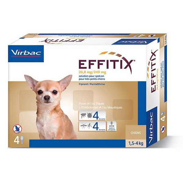 Effitix Spot-On Très Petit Chien (<4 kg) - 4 pipettes