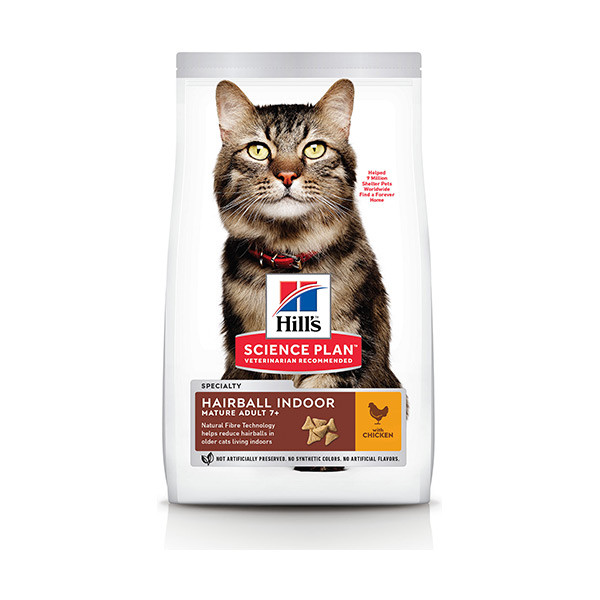 Hill's Science Plan Feline Mature Adult 7+ Hairball Indoor Poulet - 1,5 Kg