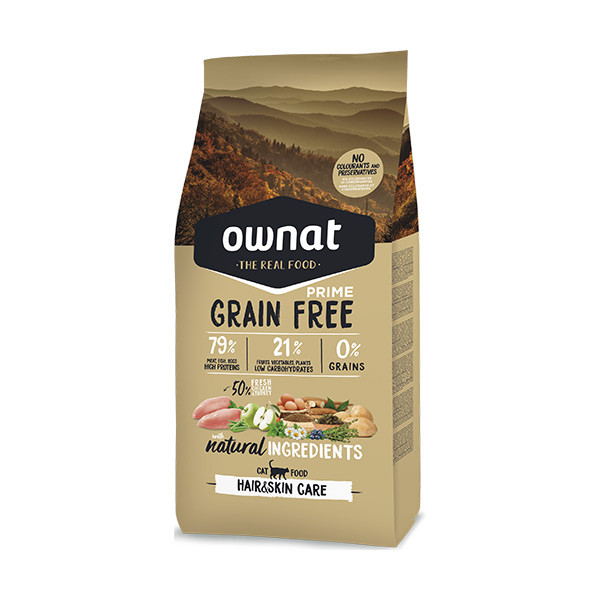  Ownat Prime Cat Hair & Skin Care Sans Céréales - 3 kg