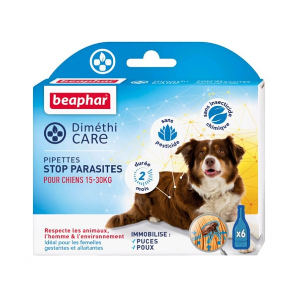 Beaphar "Diméthi Care" Stop Parasites pour Chien (15-30 kg) - 6 pipettes