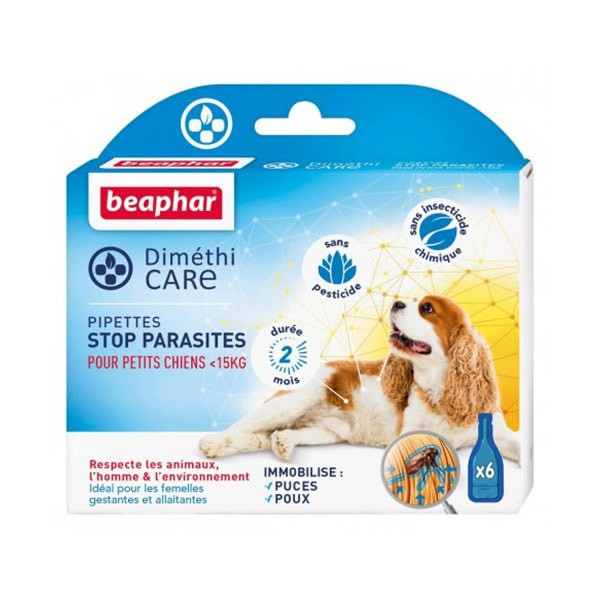 Beaphar "Diméthi Care" Stop Parasites pour Petit Chien (<15 kg) - 6 pipettes