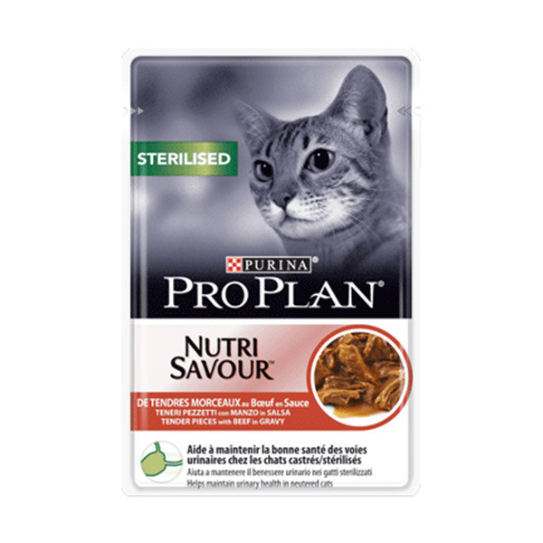 PROPLAN Cat Sterilised Nutrisavour Bœuf - 10 x 85 g