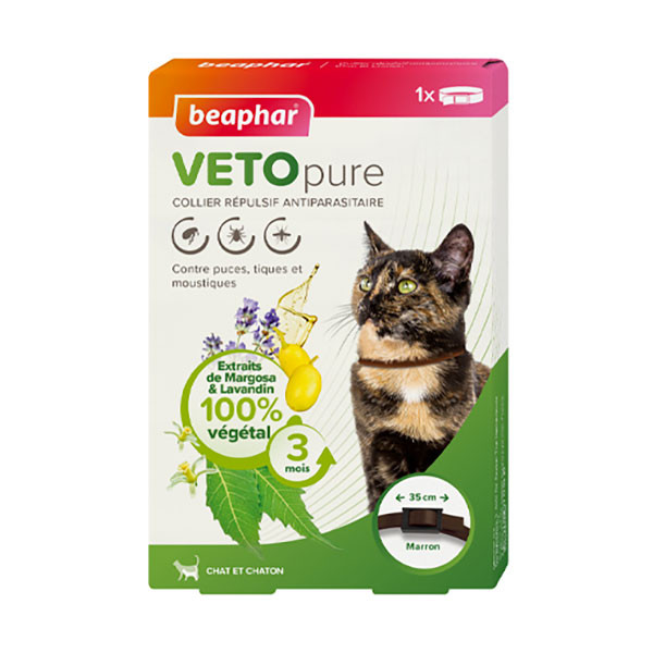 Beaphar "Vetopure" Collier Répulsif Antiparasitaire pour Chat - Marron